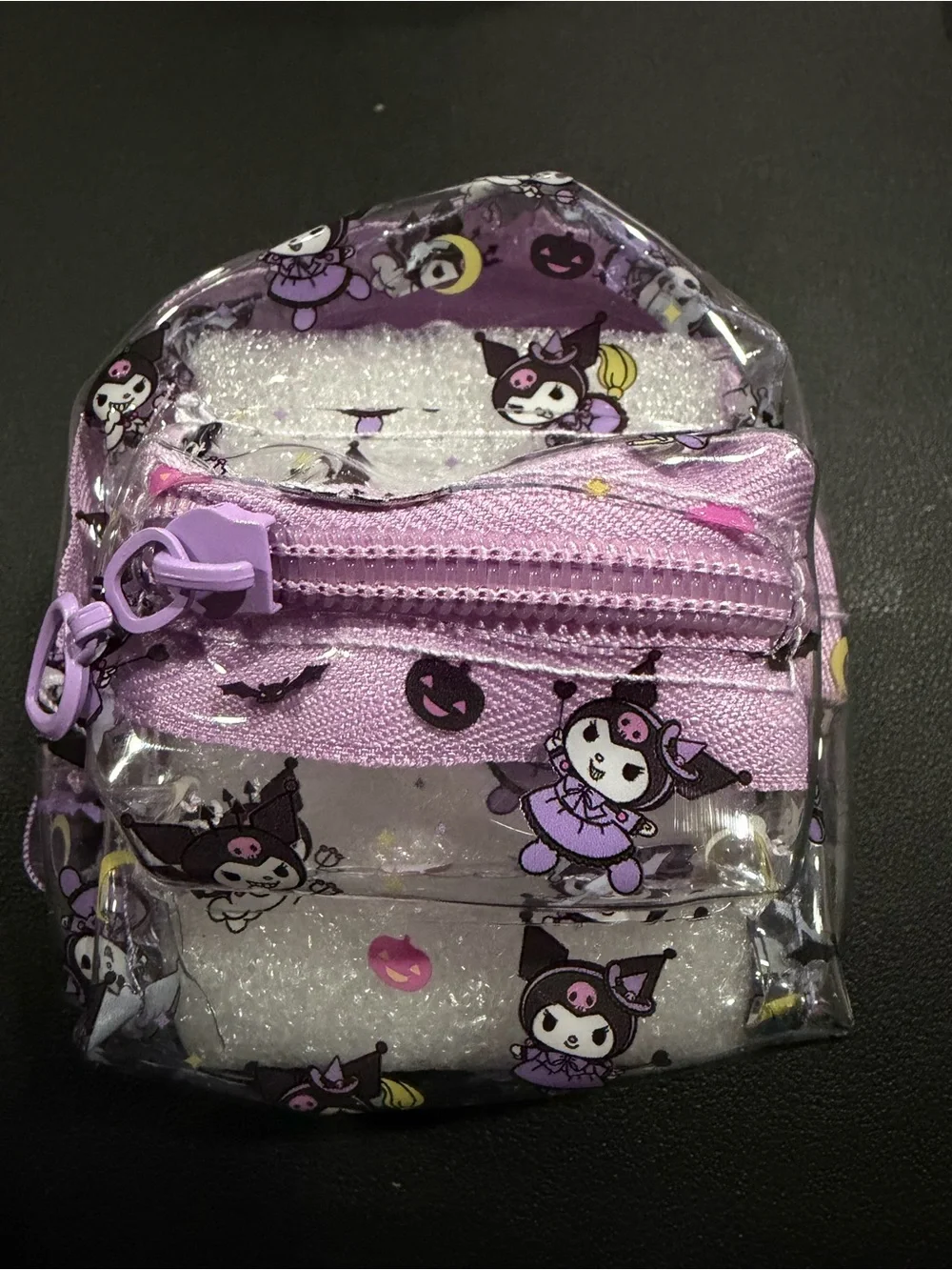 Sanrio Purple Clear Mini Backpack Coin Purse with Character Print key chain